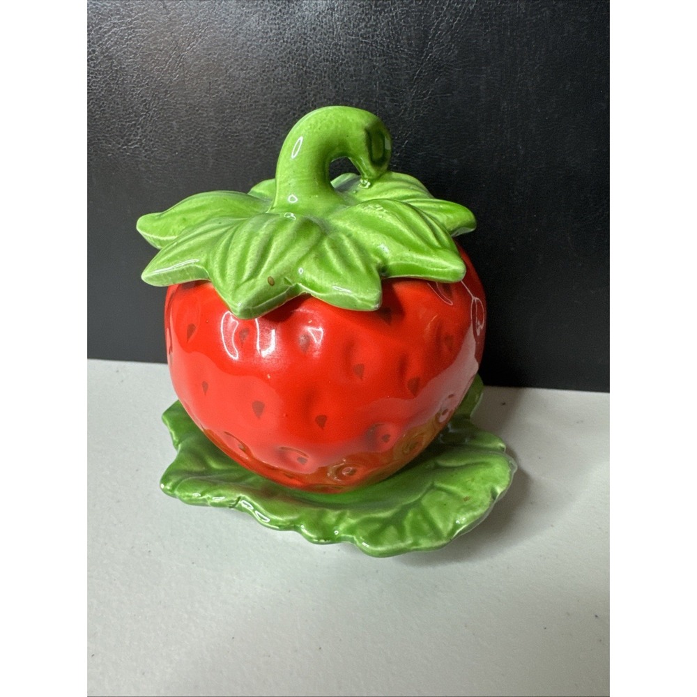 Vintage Strawberry Jam Condiment Jar Made In Japan Lid